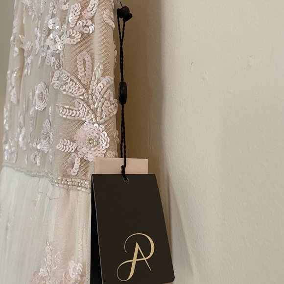 ADRIANNA PAPELL WHITE/CREAM LACE BEADED DRESS - Picture 4 of 10